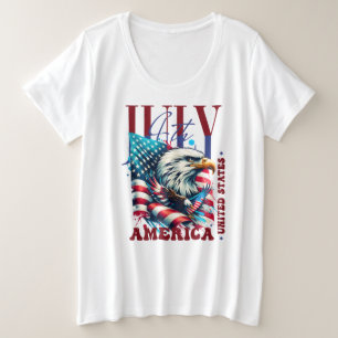 4th of July American Eagle Sublimation-61904 Plus Size T-Shirt