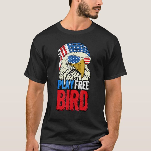 4th Of July American Flag Bald Eagle Mullet Play F T-Shirt (Front)