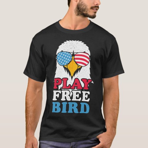 4th Of July American Flag Bald Eagle Mullet Play F T_Shirt