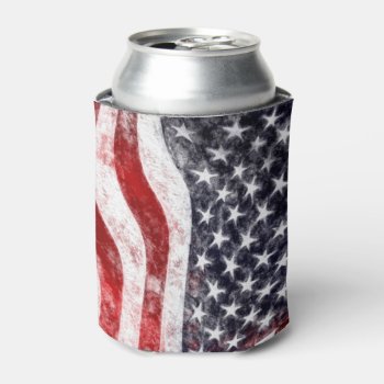 4th Of July  American Flag Can Cooler by HolidayCreations at Zazzle