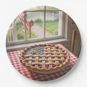 4th of July American Flag Cherry Pie Paper Plates