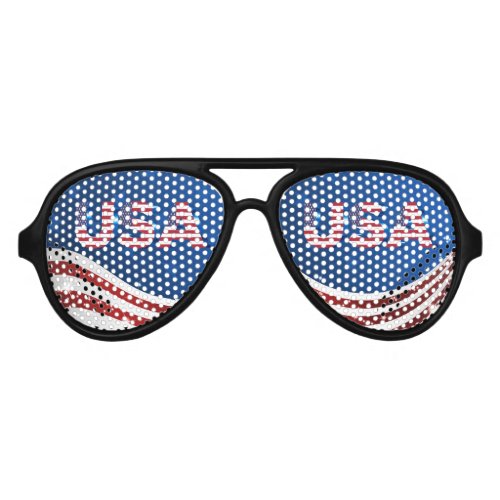 4th of July American Flag Colors  USA Aviator Sunglasses