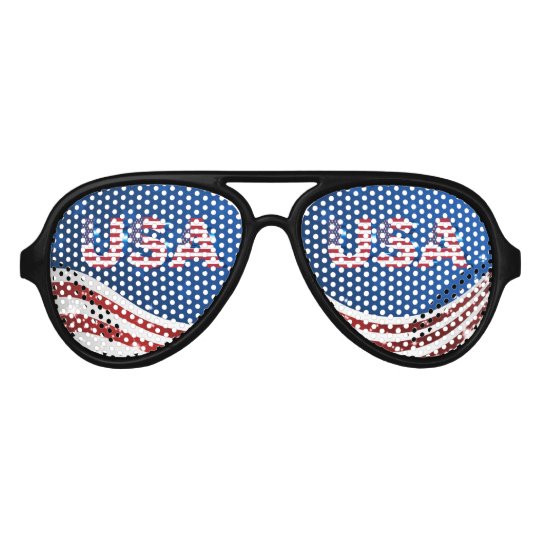 4th Of July American Flag Colors And Usa Aviator Sunglasses 