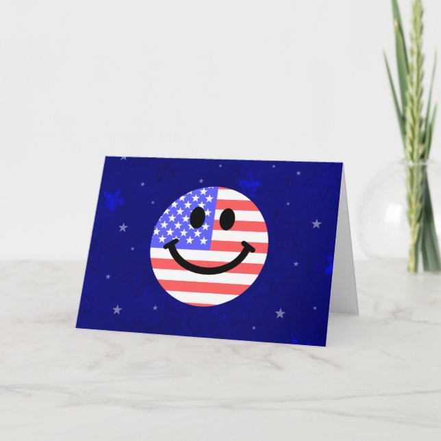 4th of July American Flag face Card (Front)
