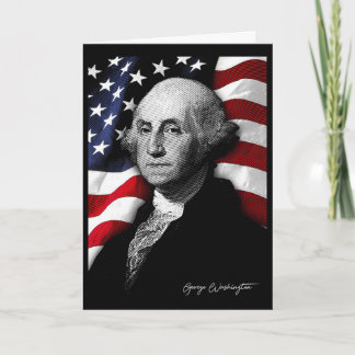 4th Of July American Flag George Washington Eyes F Card