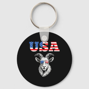 4th Of July American Flag Goat Lover Usa Patriotic Keychain