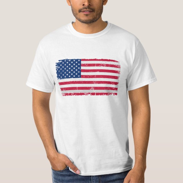 4th of July American Flag Grunge Independence Day T-Shirt (Front)