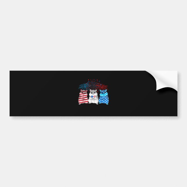 4th Of July American Flag Happy Guinea Pig Bumper Sticker (Front)