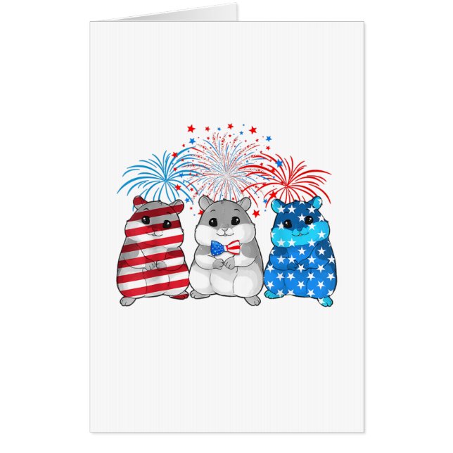 4th Of July American Flag Happy Guinea Pig Card (Front)