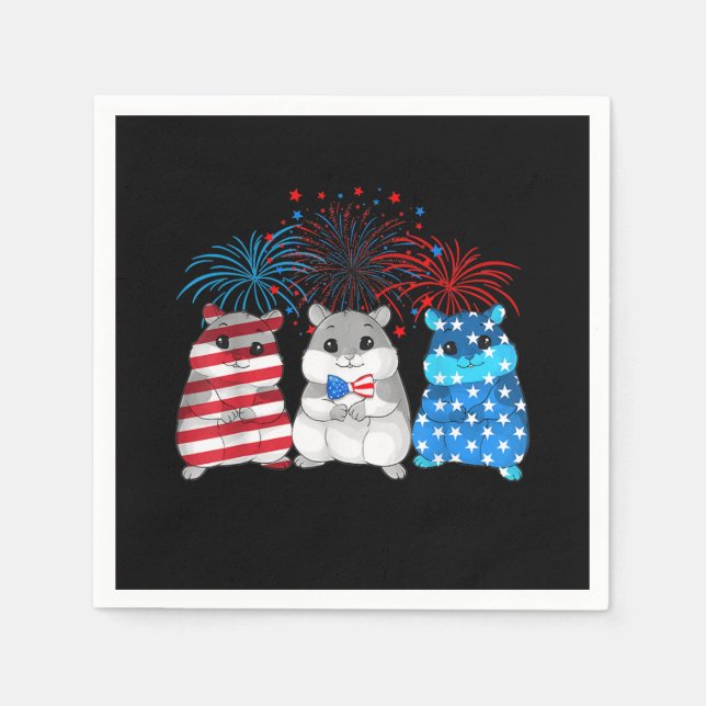 4th Of July American Flag Happy Guinea Pig Napkins (Front)