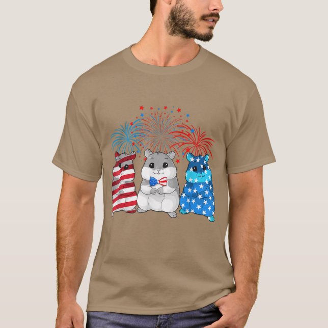 4th Of July American Flag Happy Guinea Pig T-Shirt (Front)