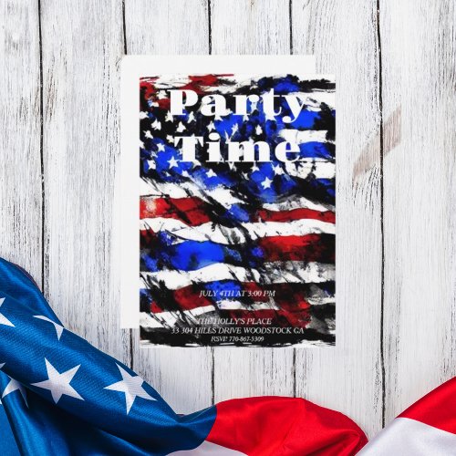 4th of July American Flag Invitation