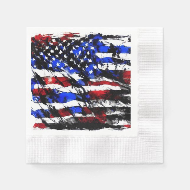 4th of July "American Flag" Paper Napkin (Front)