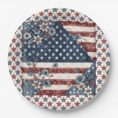 4th of July American Flag paper plate