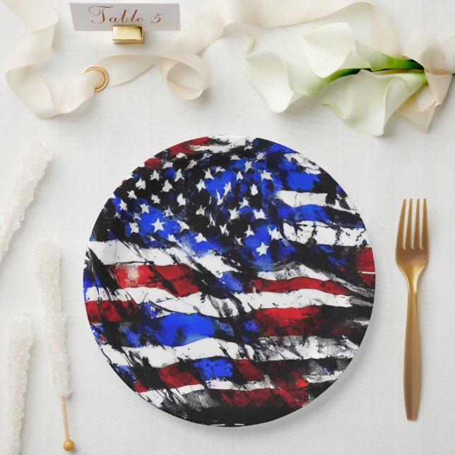 4th of July "American Flag" Paper Plate (Wedding)