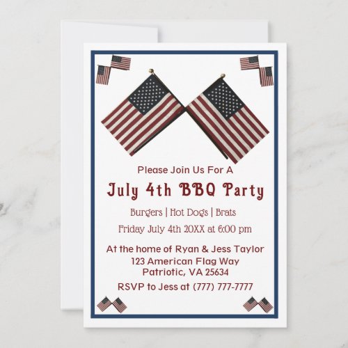 4th of July American Flag Party Invitation