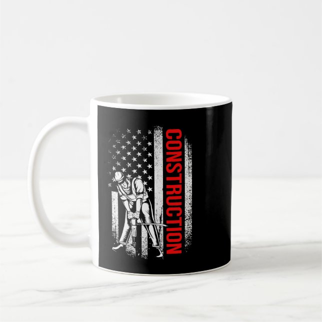 4th Of July American Flag Patriotic Construction W Coffee Mug (Left)