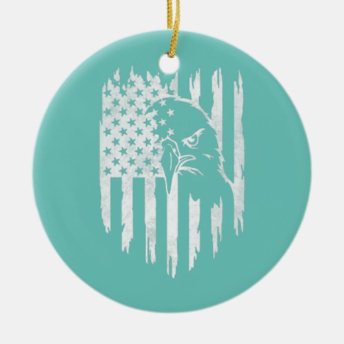 4th Of July American Flag Patriotic Eagle Ceramic Ornament