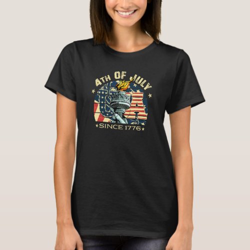 4th Of July American Flag Patriotic Statue Of Libe T_Shirt