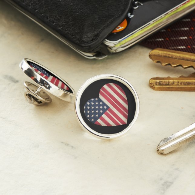 4th of July American Flag Patriotic USA Star Strip Lapel Pin (In Situ)