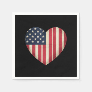 4th of July American Flag Patriotic USA Star Strip Napkins