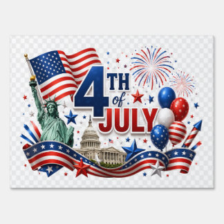 4th of July American Flag Patriotic Yard Sign
