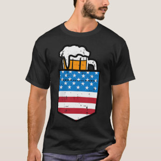 4Th Of July American Flag Pocket Funny Patriot T-Shirt