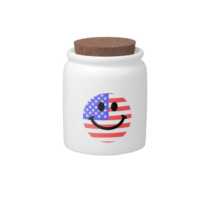 4th of July American Flag Smiley face Candy Jar