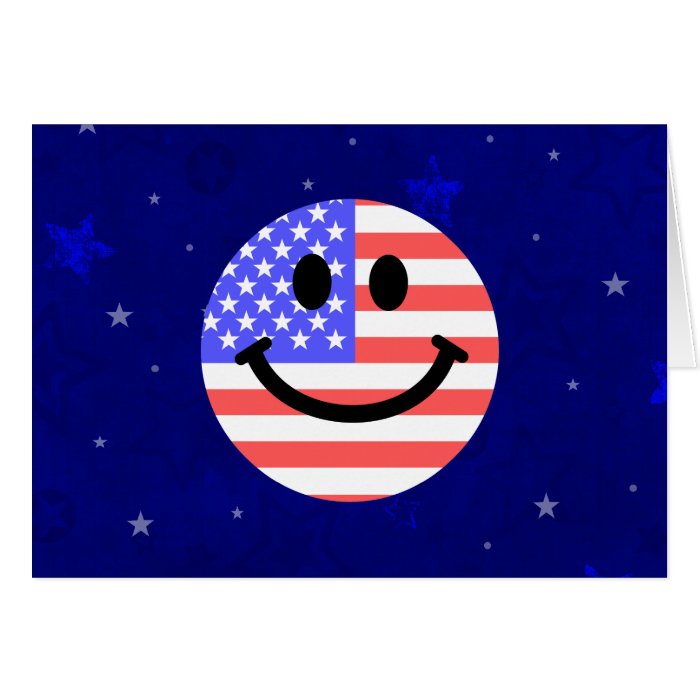 4th of July American Flag Smiley face Greeting Card