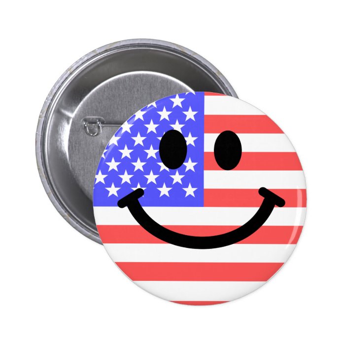 4th of July American Flag Smiley face Pins