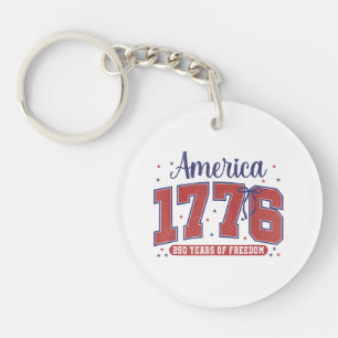 4th of July American Flag Vintage 250 Years 1776 2 Keychain