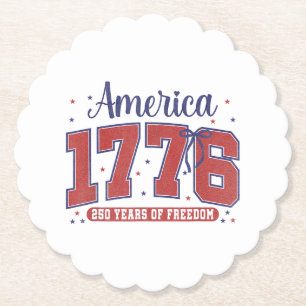 4th of July American Flag Vintage 250 Years 1776 2 Paper Coaster