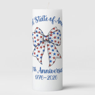 4th of July American Flag Vintage 250 Years 1776 2 Pillar Candle