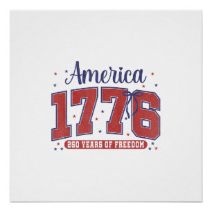 4th of July American Flag Vintage 250 Years 1776 2 Poster