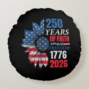 4th of July American Flag Vintage 250 Years 1776 2 Round Pillow