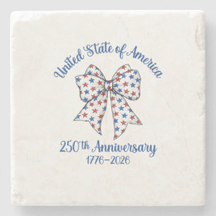 4th of July American Flag Vintage 250 Years 1776 2 Stone Coaster