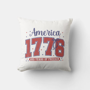4th of July American Flag Vintage 250 Years 1776 2 Throw Pillow