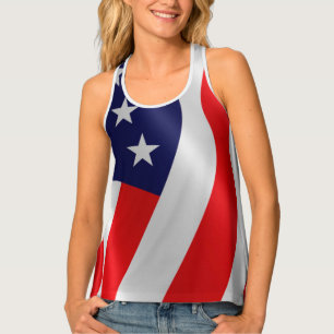4th of July American Flag Wavy Independence Day Tank Top