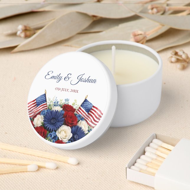 4th of July American Flag Wedding Mini Candle Favors (Insitu)