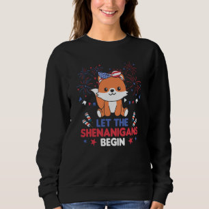 4th Of July American Fox For Kids Cute Usa Fox Sweatshirt