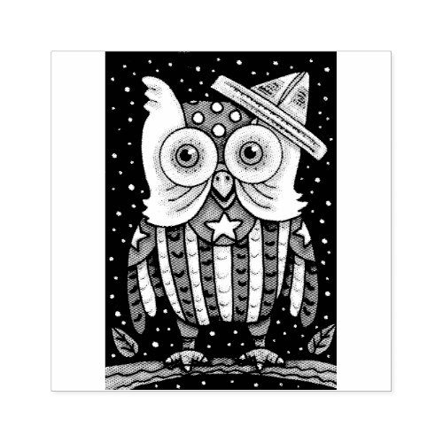 4TH OF JULY AMERICAN HOOT OWL RUBBER STAMP