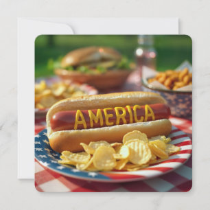 4th of July American Hot Dog Invitation