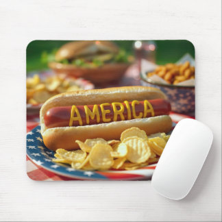 4th of July American Hot Dog Mouse Pad