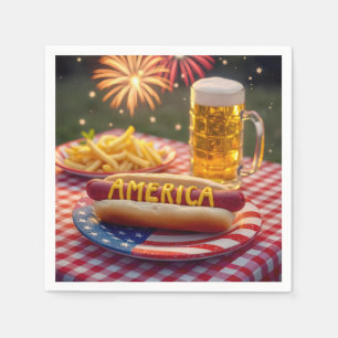 4th of July American Hot Dog Napkins