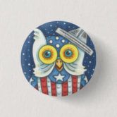 Cute U.S. Flag of Birds Round Button in Birdorable Shop