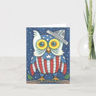 4TH OF JULY AMERICAN OWL NOTE CARD Blank