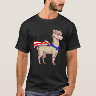 4th of July American Patriot USA Llama Alpaca T-Shirt