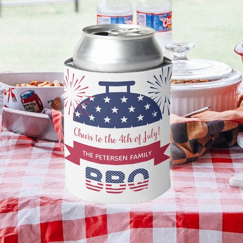 4th of July American patriotic custom party Can Cooler