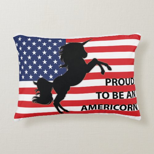 4th of July American Patriotic Unicorn USA Flag Accent Pillow