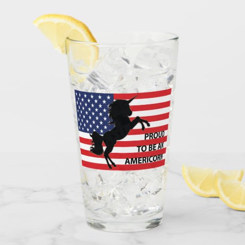 4th of July American Patriotic Unicorn USA Flag Glass